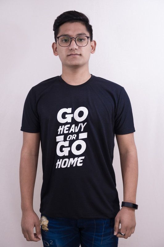 Men Printed Polo Neck Poly Cotton White, Black T-Shirt