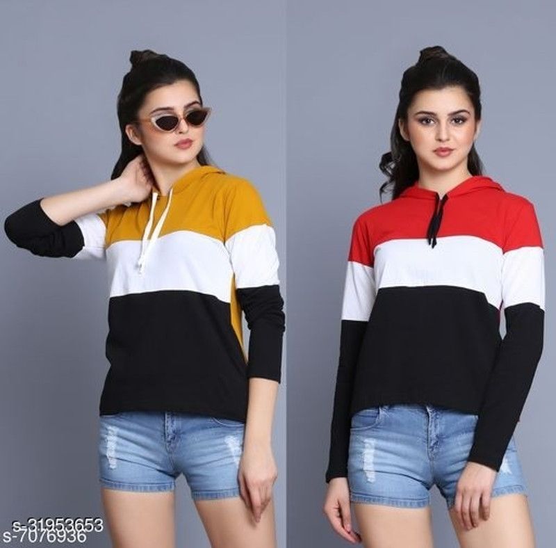 Solid Women Yellow, Red T-Shirt  (Pack of 2)