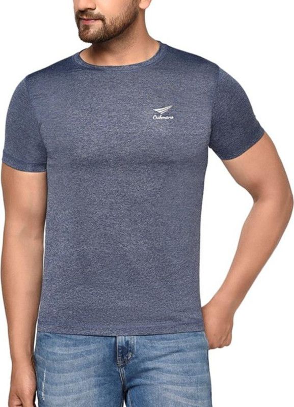 Oakman's Round Neck Solid Gym/Casual/Regular Wear Tshirt Men Solid Round Neck Cotton Blend Blue T-Shirt