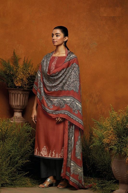 Unstitched Jacquard Salwar and Dupatta Material Printed