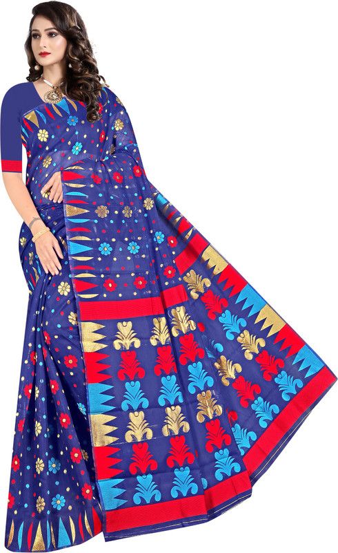 Self Design Jamdani Cotton Blend, Cotton Silk Saree  (Multicolor)
