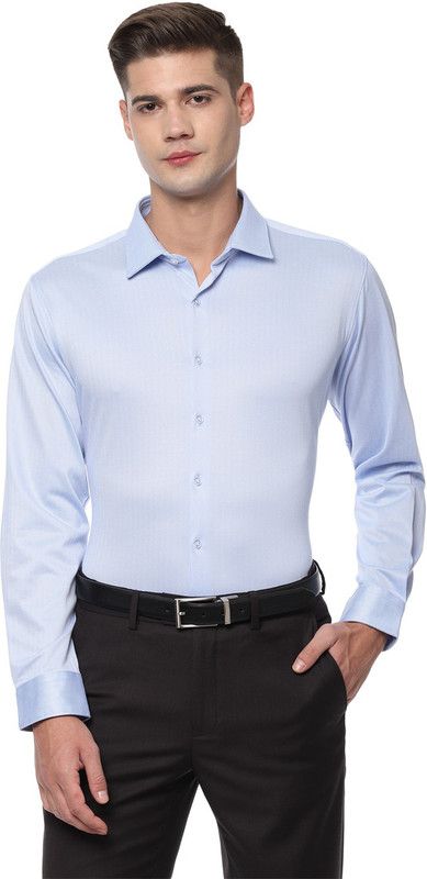 Men Slim Fit Geometric Print Spread Collar Formal Shirt