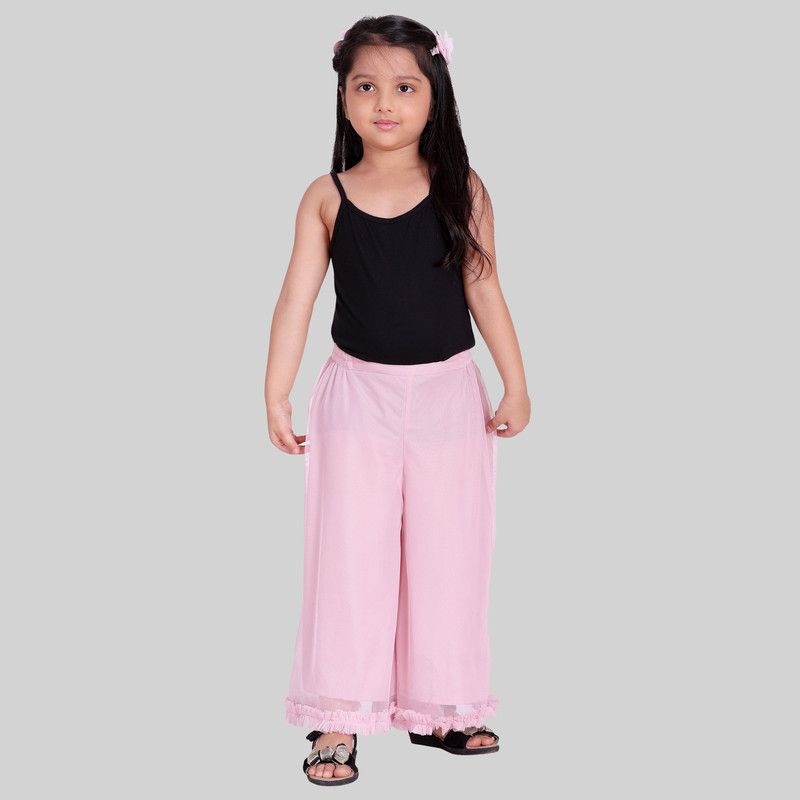 Girls Flared Beige Cotton Blend Trousers