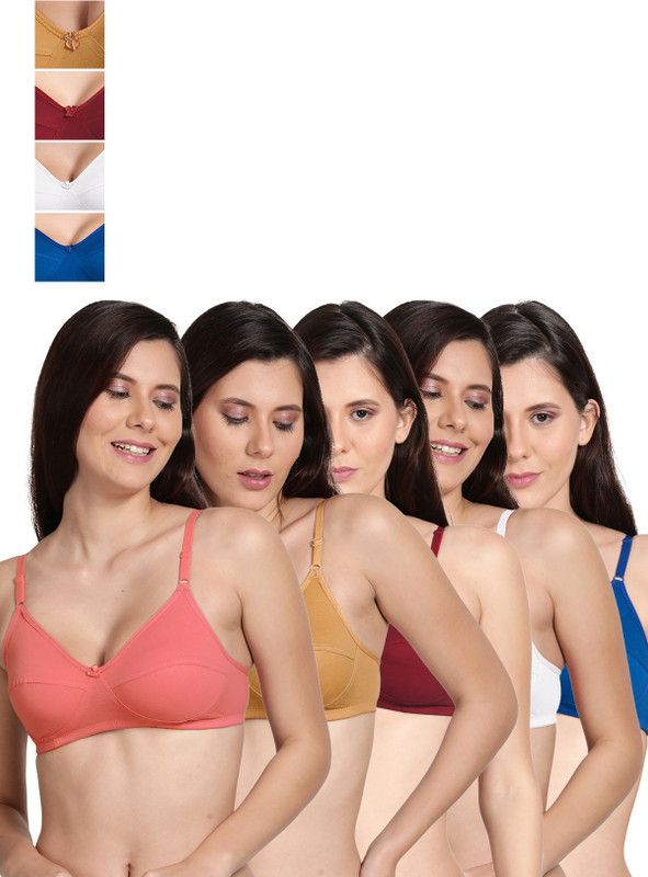 Pack of 5 Women Everyday Non Padded Bra  (Pink, Beige, Maroon, White, Blue)