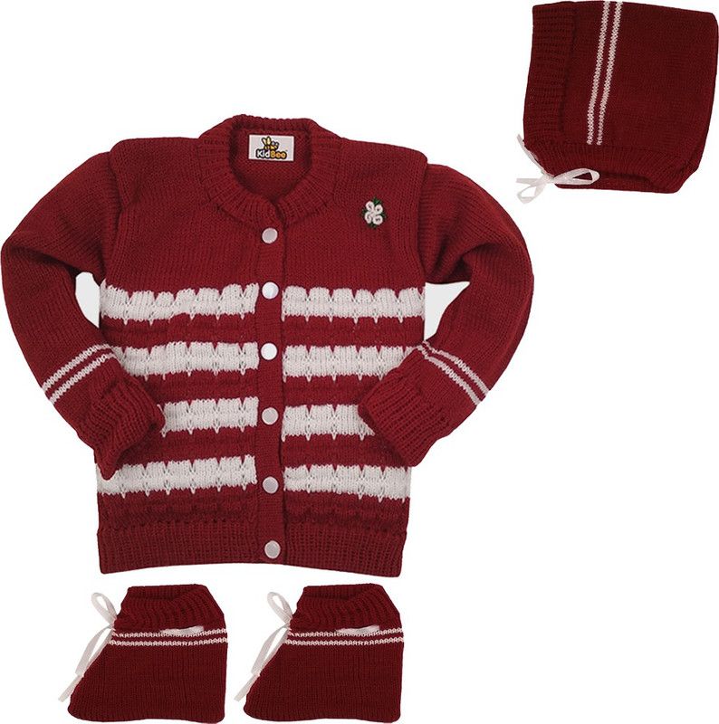 Girls Casual Sweater Bootie, Cap  (Maroon)