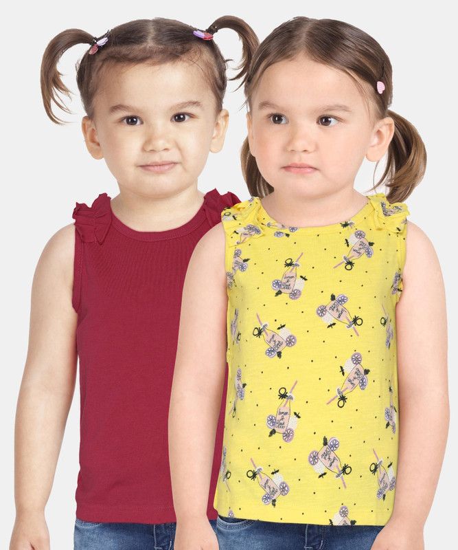 Baby Girls Cotton Blend Tank Top  (Multicolor, Pack of 2)