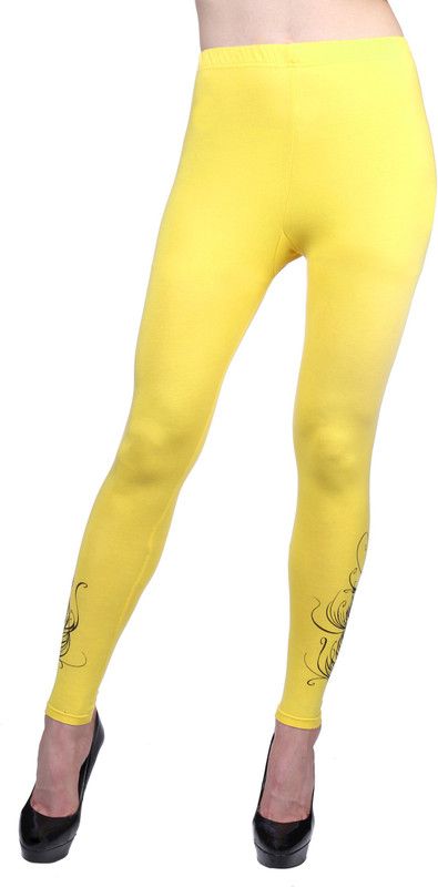 Plus Size Ankle Length Ethnic Wear Legging  (Yellow, Solid)