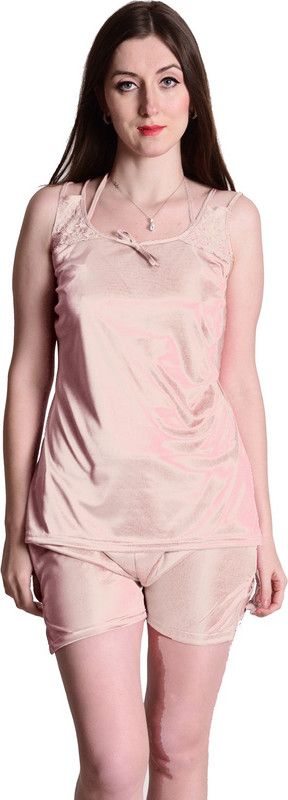 Women Solid Pink Top & Shorts Set