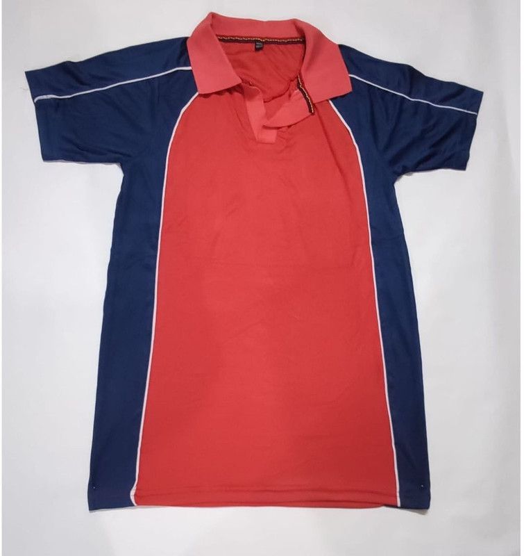 Men Color Block Polo Neck Cotton Blend Red, Blue T-Shirt