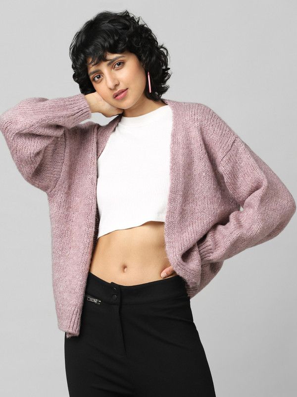 Women Solid Pink Sweater