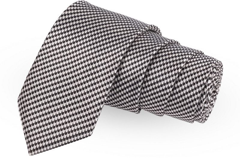 PELUCHE Stunning HT White Colored Microfiber Neck Checkered Men Tie