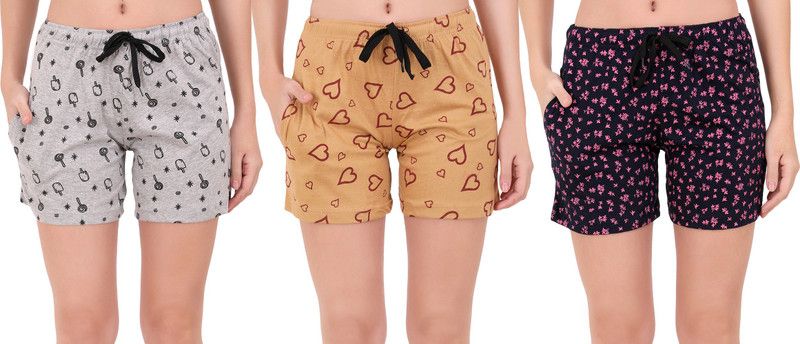 Pack of 3 Printed Women Multicolor Night Shorts