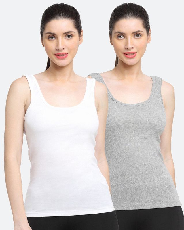 Pack of 2 Casual Cold Shoulder Sleeves Solid Women White, Grey Top