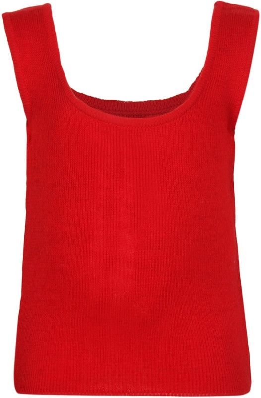 Baby Girls Casual Acrylic Blend Tank Top  (Red, Pack of 1)