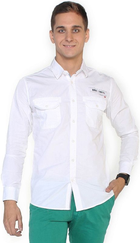 White X-Large Size Men Solid Casual Shirt