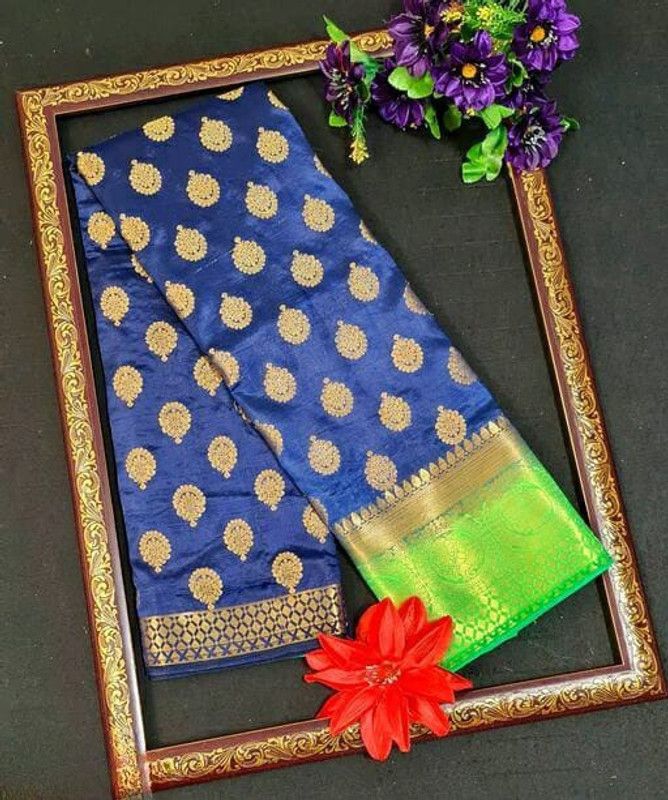 Kanjivaram Nylon Saree  (Dark Blue)
