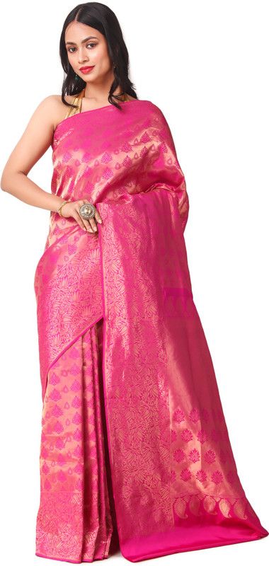 Woven Kanjivaram Pure Silk Saree  (Magenta)
