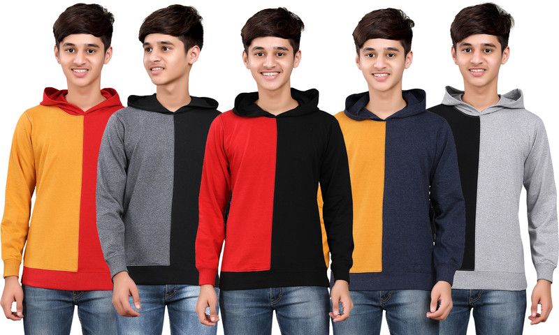 Baby Boys Colorblock Cotton Blend T Shirt  (Multicolor, Pack of 5)