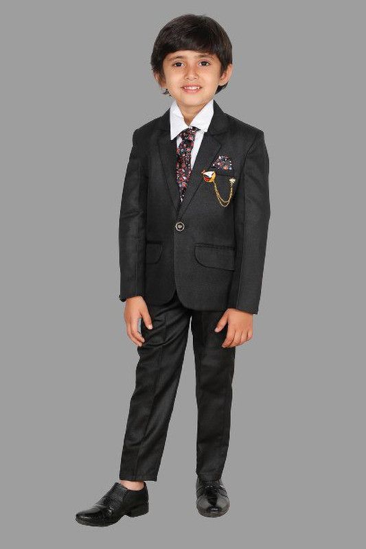 Boys Party(Festive) Coat Trouser  (Black)