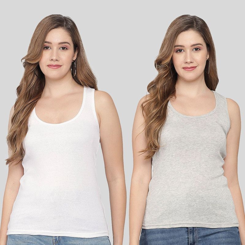 Women Silver, White Tank Top/Vest
