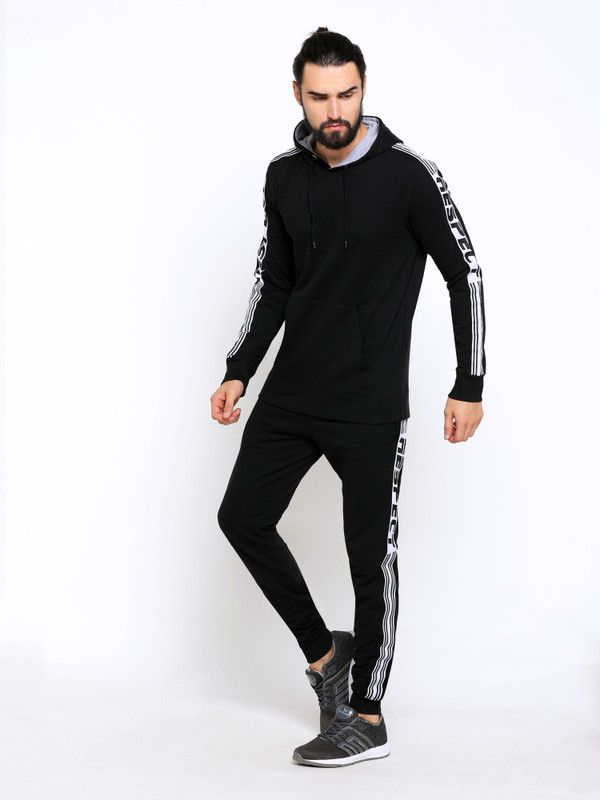Men Co-ords Black Printed