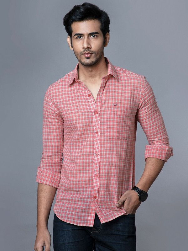 Men Slim Fit Checkered Built-up Collar Lounge Wear Shirt