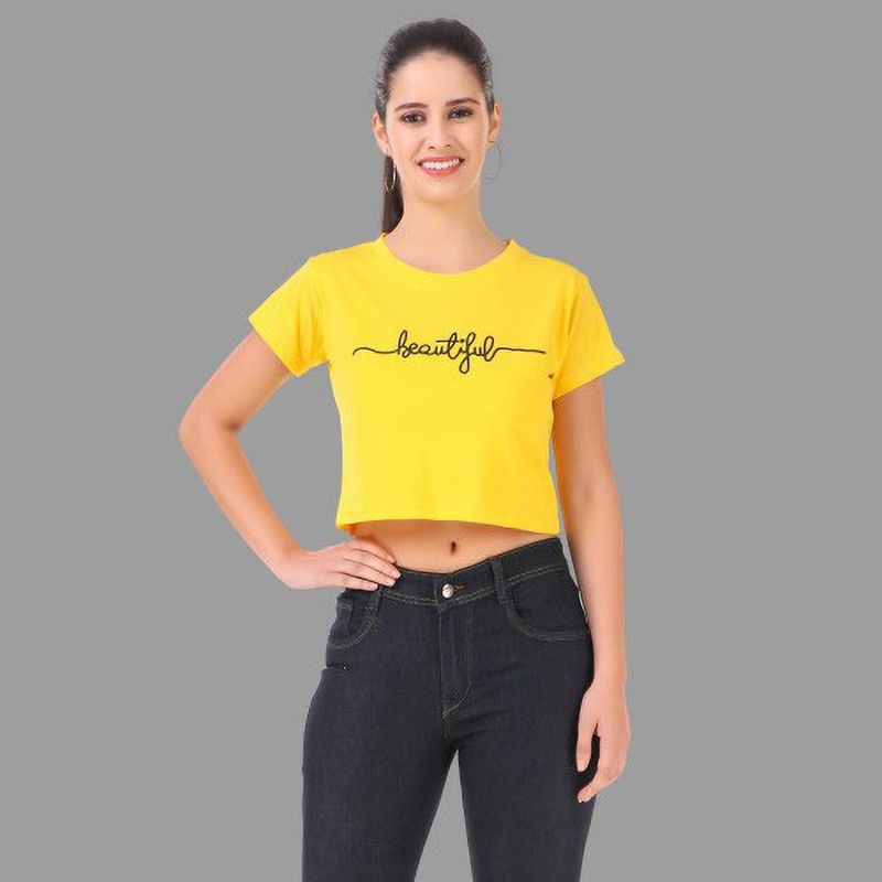 Casual Animal Print Women Yellow Top