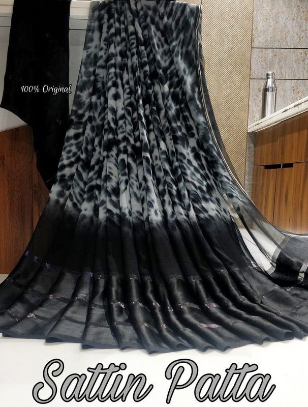 Digital Print Daily Wear Georgette Saree  (Black)
