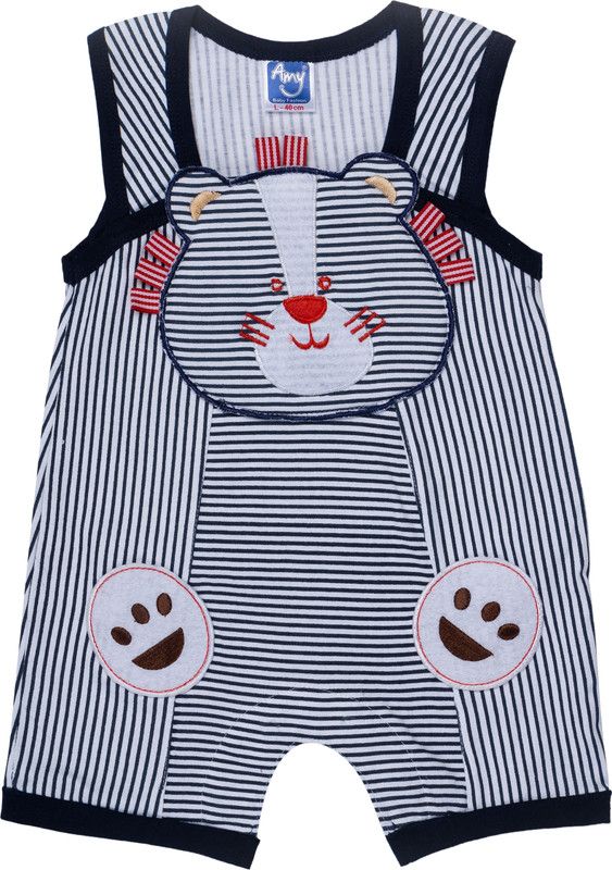 Romper For Baby Boys & Baby Girls Casual Applique Pure Cotton  (Dark Blue, Pack of 1)