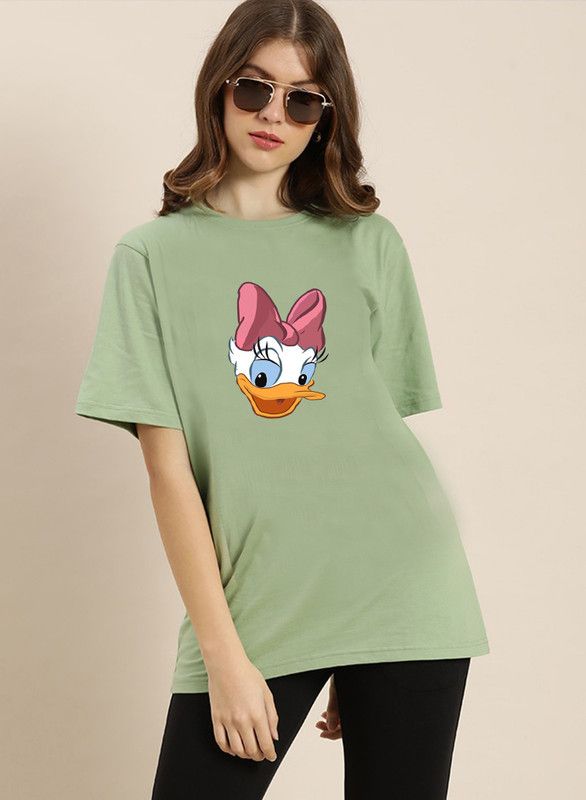 Cartoon Women Green T-Shirt