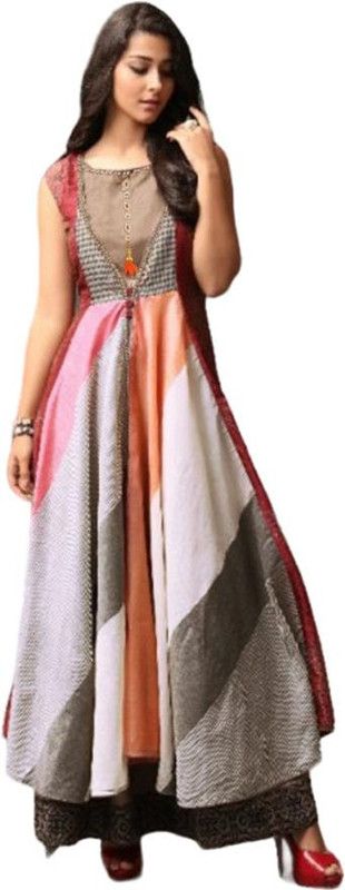 Viscose Rayon Semi Stitched Anarkali Gown  (Multicolor)