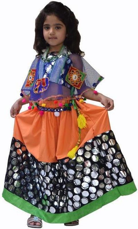 Baby Girls Lehenga Choli Fusion Wear Embroidered Lehenga, Choli and Dupatta Set  (Brown, Pack of 1)