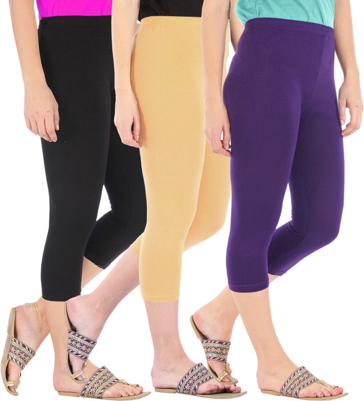 Capri Leggings Women Black, Brown, Purple Capri