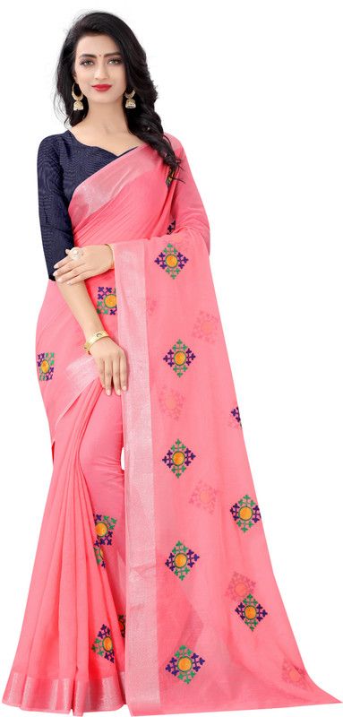 Embroidered Chanderi Chanderi Saree  (Beige)