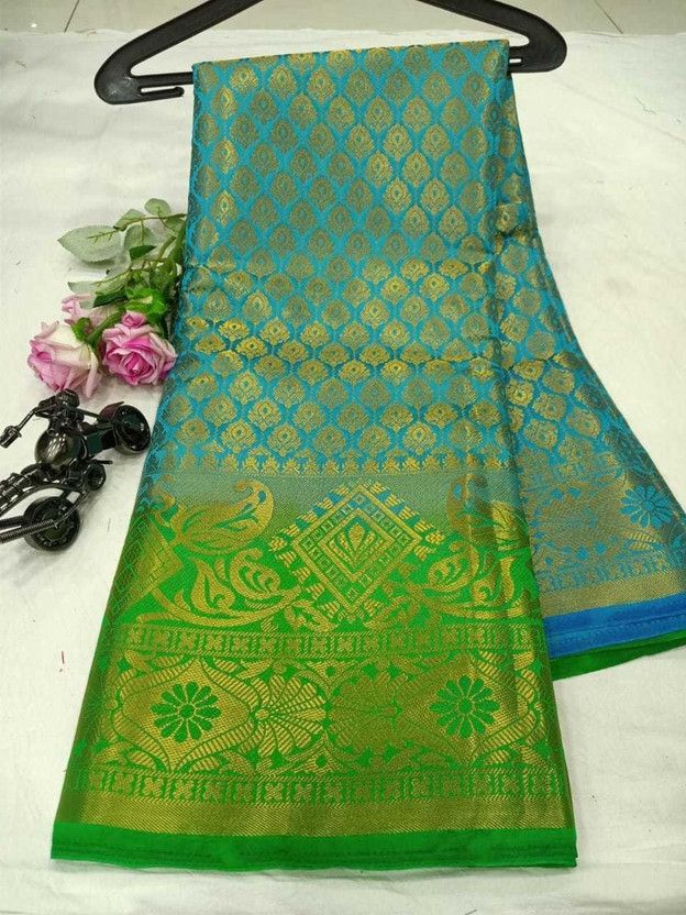 Woven Kanjivaram Cotton Silk, Art Silk Saree  (Green)