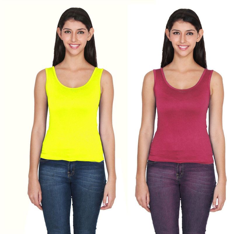 Women Maroon, Yellow Tank Top/Vest
