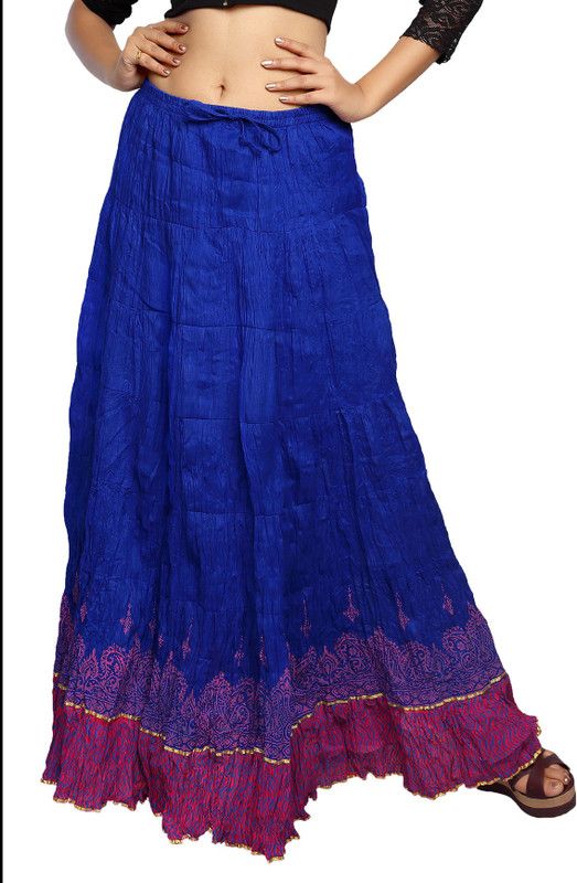 Women Printed A-line Dark Blue Skirt