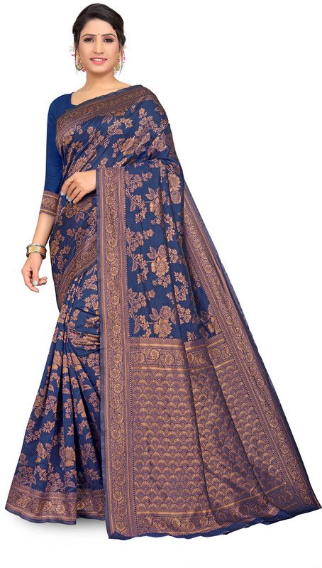 Self Design Daily Wear Jacquard Saree  (Blue)