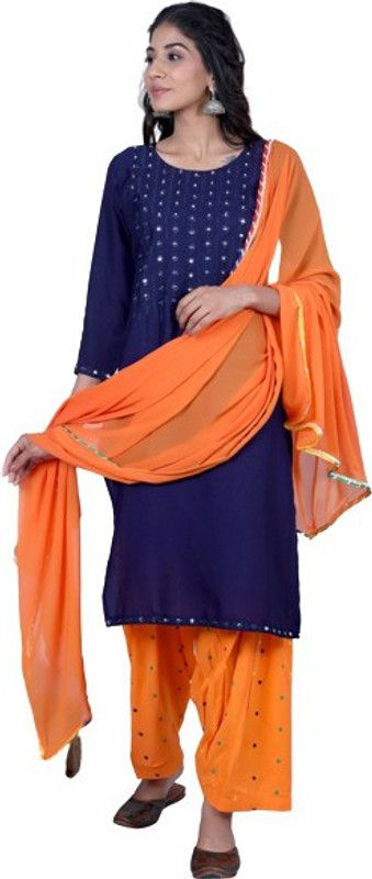 Women Viscose Rayon Kurta and Patiala Set