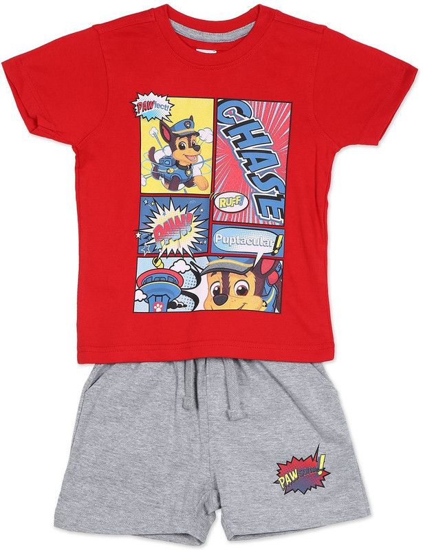 Dungaree For Boys Printed Cotton Blend  (Red, Pack of 1)