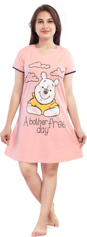 Girls Graphic Print Hosiery Kids Nightwear  (Orange Pack of 1)