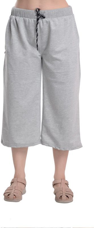 Women's Solid 3/4th Pyjama Pant | Women's Capri Pyjama Shorts Women Grey Capri