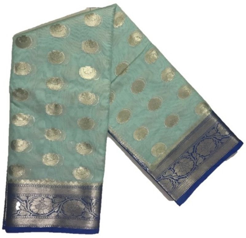 Woven Banarasi Crepe Saree  (Light Blue)
