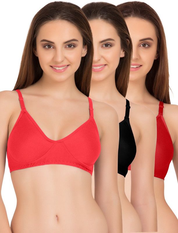 Pack of 3 Women T-Shirt Non Padded Bra  (Red, Black, Pink)