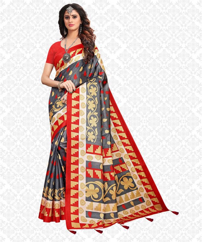 Self Design Kalamkari Cotton Blend Saree  (Multicolor)
