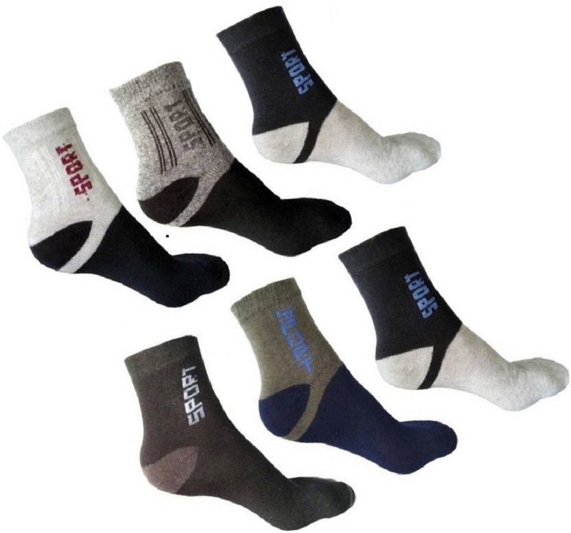 Men Color Block Mid-Calf/Crew  (Pack of 6)
