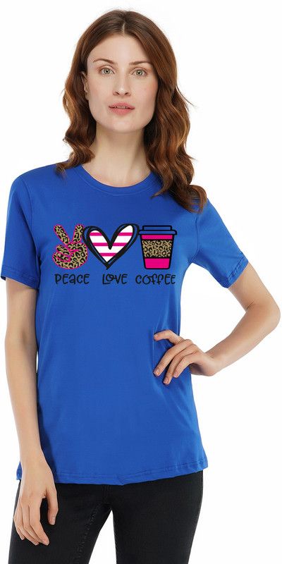Rock Paper scissors Premium Women's Graphic Tshirt Women Printed, Graphic Print, Typography Round Neck Pure Cotton Blue T-Shirt