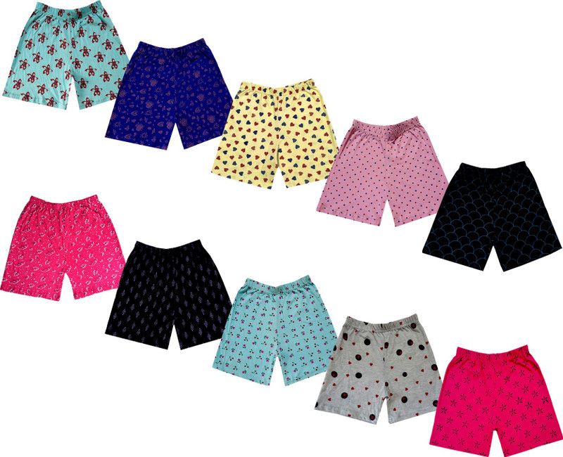 Short For Baby Girls Casual Printed Pure Cotton  (Multicolor, Pack of 10)