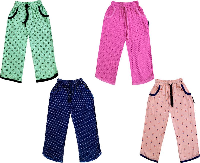 Capri For Girls Casual Printed, Floral Print Pure Cotton  (Multicolor Pack of 4)