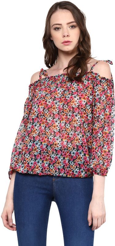 Casual Regular Sleeves Printed, Floral Print Women Multicolor Top